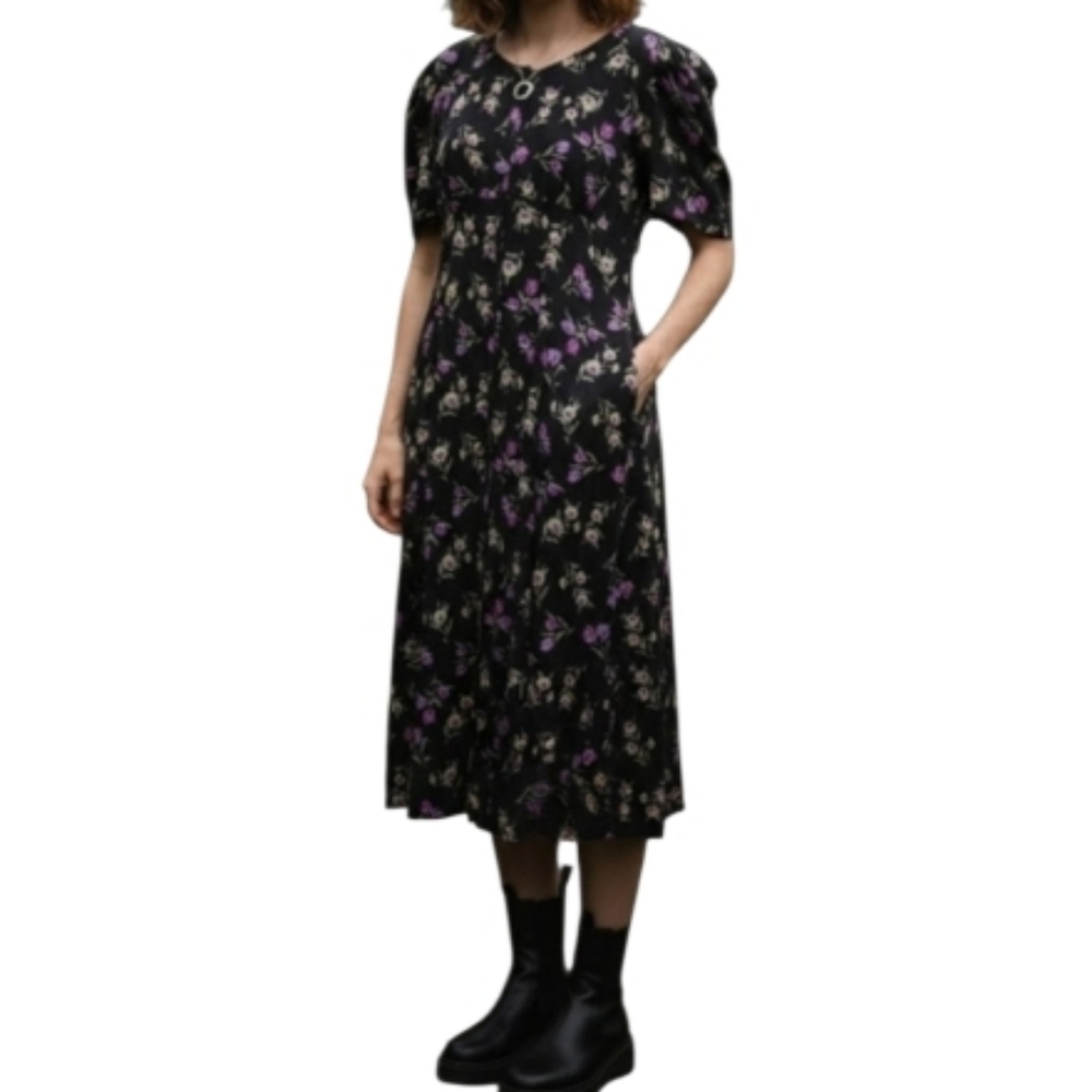 VTG Jamie Brooke Floral Button Front Midi Dress | 90s Grunge Cottagecore